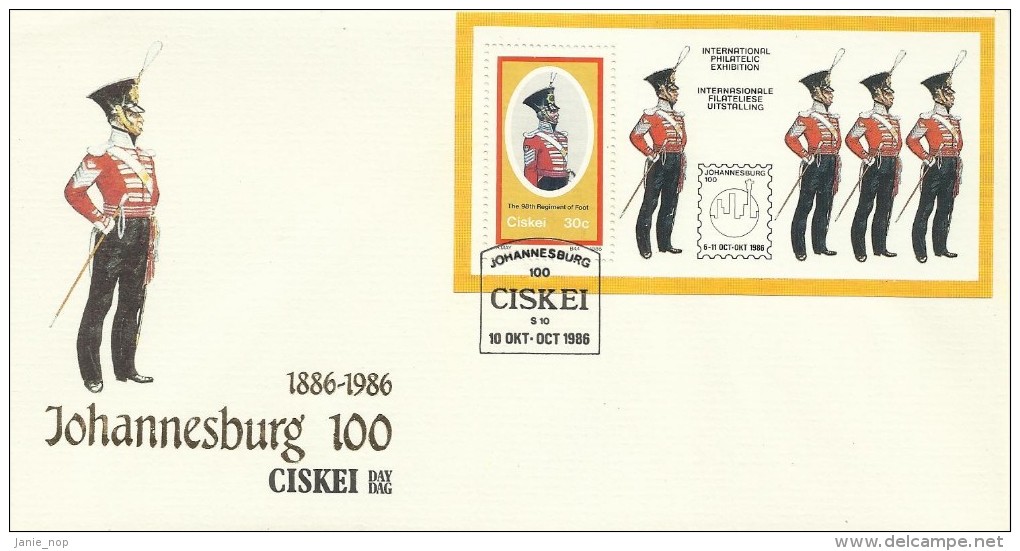 Ciskei 1986 Johannesburg 100 Mini Sheet FDC - Ciskei