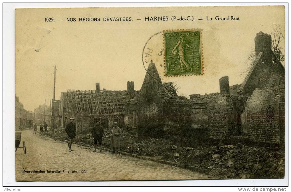 CPA  62  :  HARNES   La Grand Rue  1921      VOIR   DESCRIPTIF  §§§ - Harnes