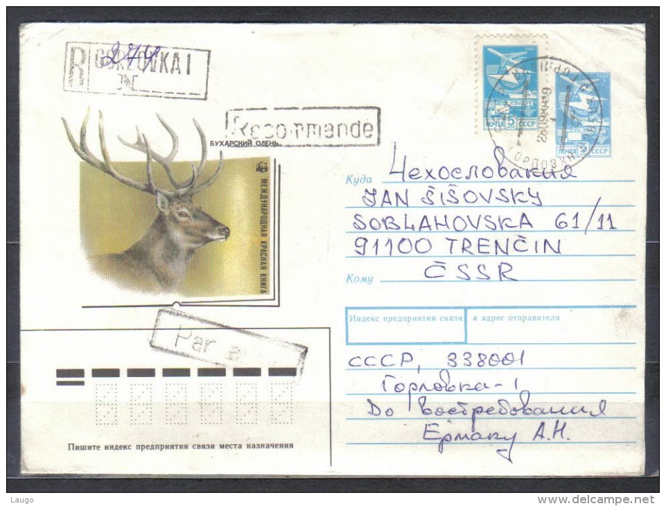 Russia  Cover Imprint WWF Buchara Deer Posted 1989 - Brieven En Documenten