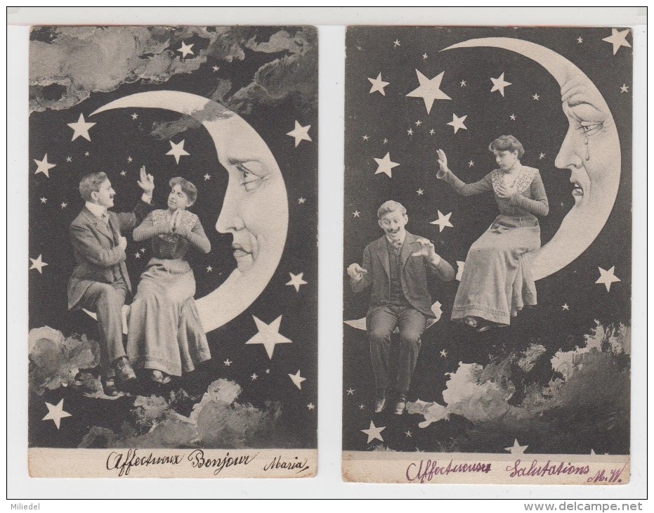 COUPLE - 2 Cartes - Montage - LUNE - ETOILES - Couples