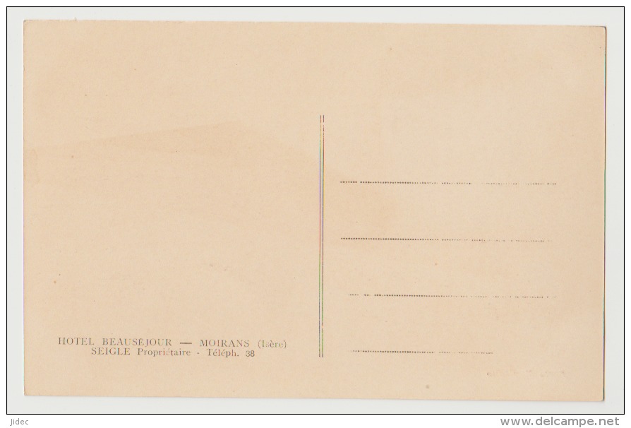 CPA CPSM 38 Isère Moirans Hôtel Beauséjour Seigle Propriétaire Téléphone 38 Très Bon état. Près Voiron Grenoble. - Moirans