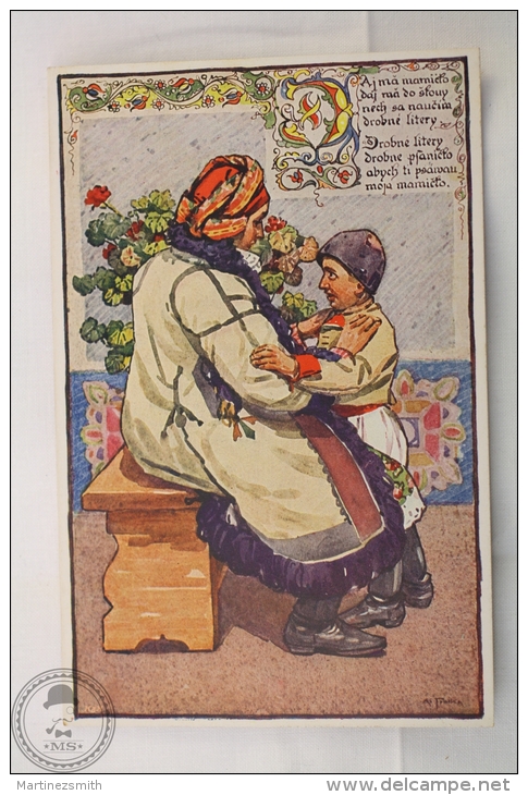 Old Illustrated Postcard Slovakia - Antos Frolka, Slovacké Písne Serie II - Daj Ma, Maticko ( Mother And Child) - Eslovaquia