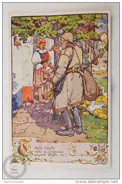 Old Illustrated Postcard Slovakia - Antos Frolka, Slovacké Písne Serie II - Handrlacka - Eslovaquia