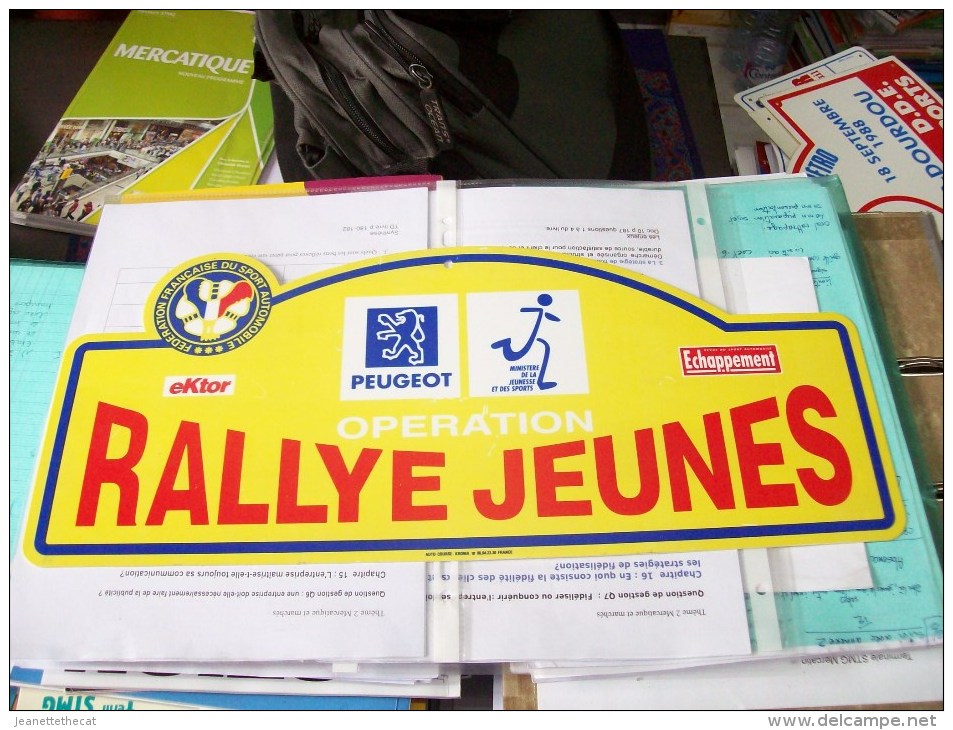 LOT PLAQUE RALLIES RALLYE JEUNE PEUGEOT ECHAPPEMENT EKTOR FFSA Coq Stylisé Rare - Plaques De Rallye
