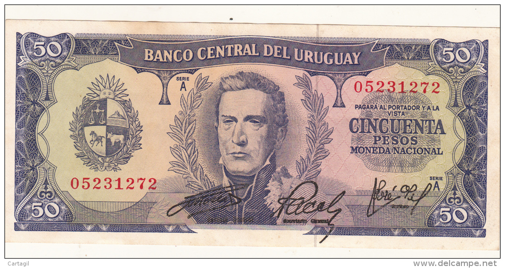 Billets -  B1229   - Uruguay    - 50 Pesos  ( Type, Nature, Valeur, état... Voir 2 Scans)-Envoi Gratuit - Uruguay