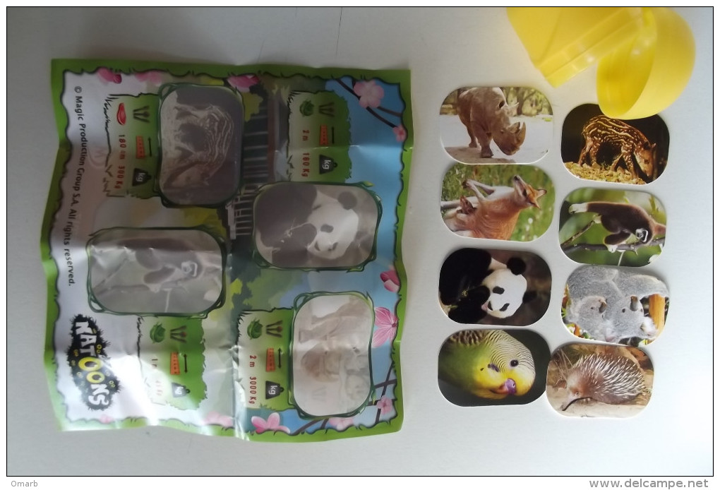 Sor158 Sorpresina Kinder Ferrero  Magic Katoons FT017 Animali Canguro Riccio Koala Panda Rinoceronte Scimmia Pappagallo - Monoblocs