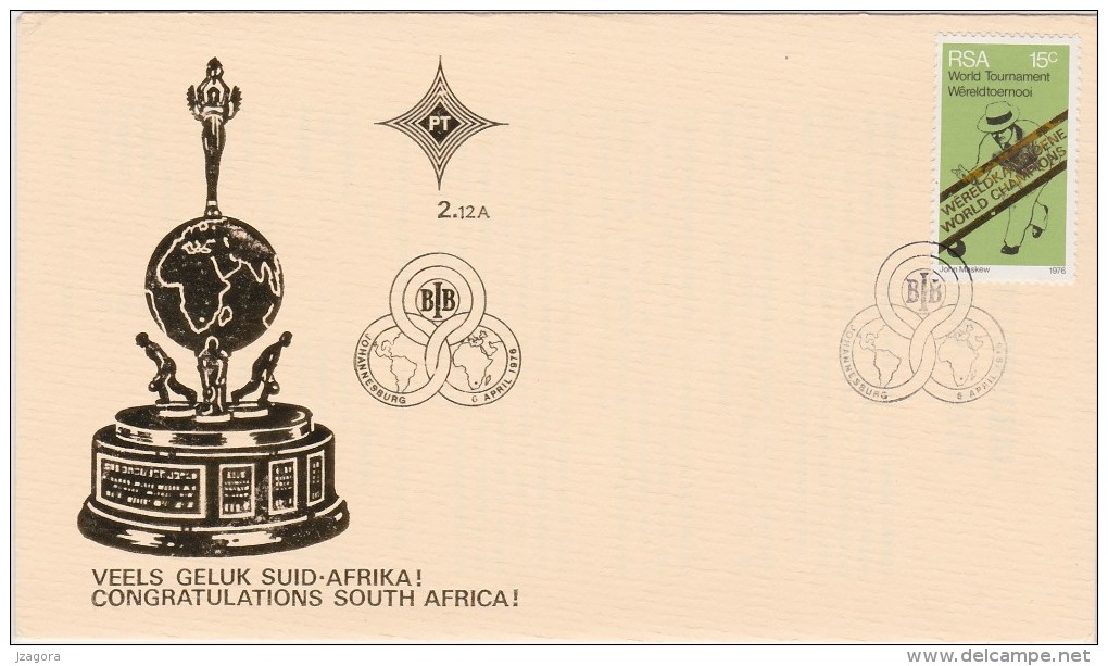 BOWLS BOULES  BOCHAS Bowlsspiel World Championship SOUT AFRICA RSA 1976  FDC - Pétanque