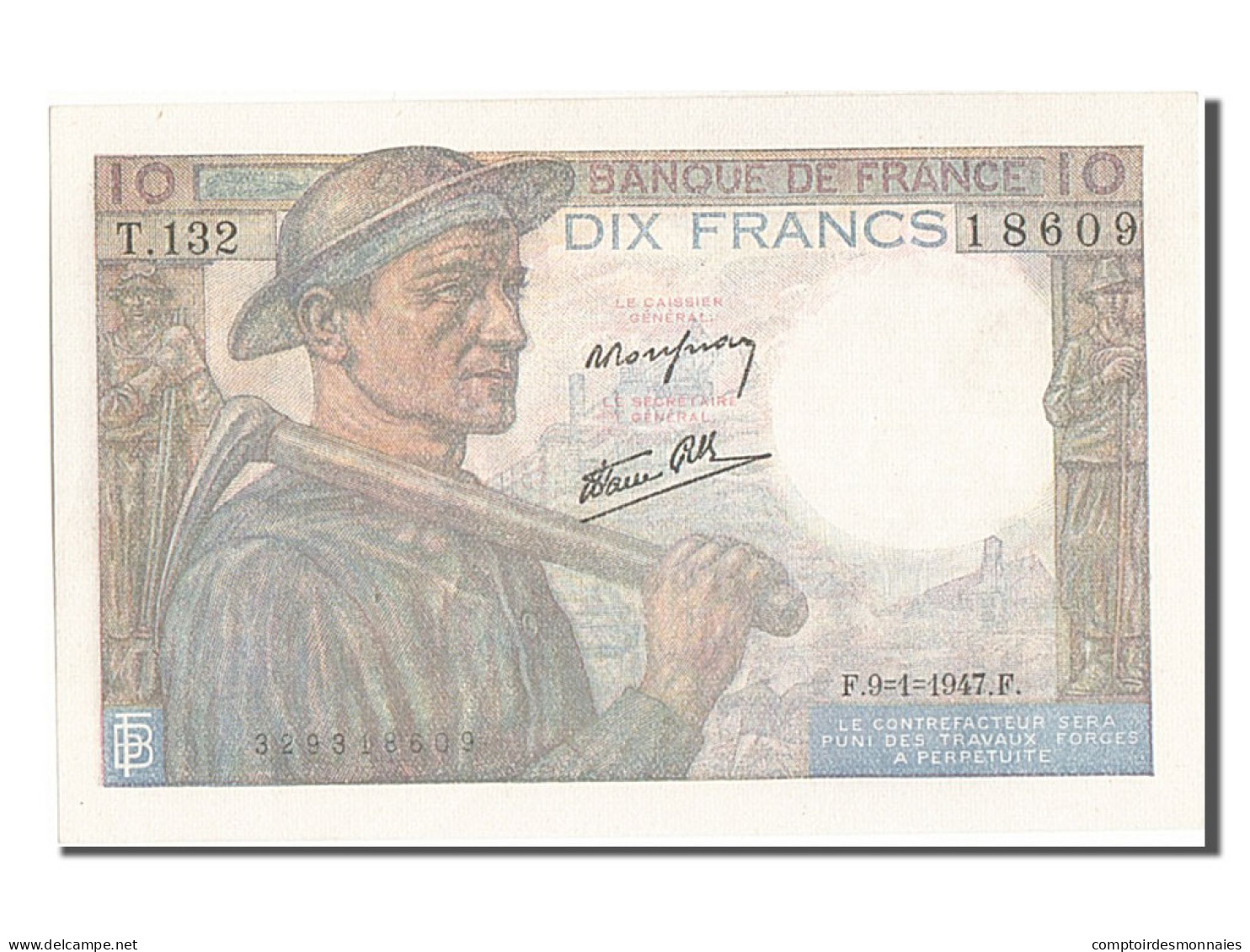 Billet, France, 10 Francs, 10 F 1941-1949 ''Mineur'', 1947, 1947-01-09, NEUF - 10 F 1941-1949 ''Mineur''