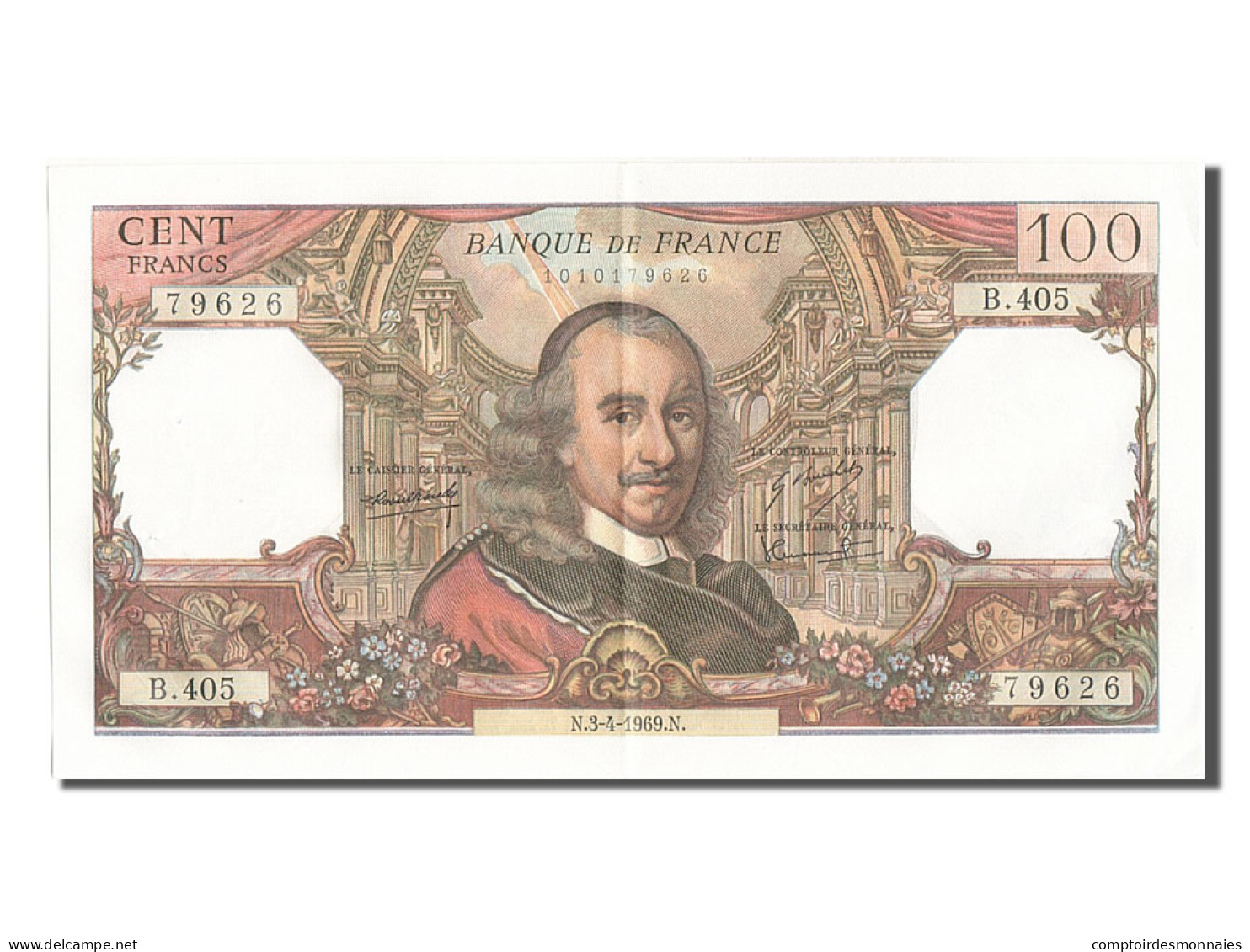 Billet, France, 100 Francs, 100 F 1964-1979 ''Corneille'', 1969, 1969-04-03 - 100 F 1964-1979 ''Corneille''