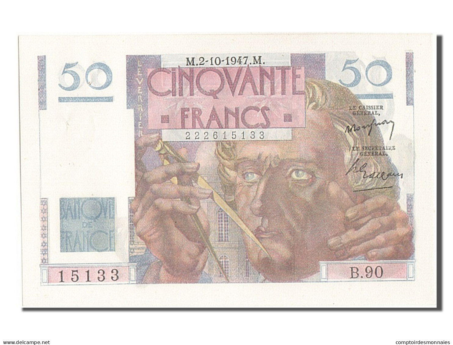 Billet, France, 50 Francs, 50 F 1946-1951 ''Le Verrier'', 1947, 1947-10-02, SPL - 50 F 1946-1951 ''Le Verrier''