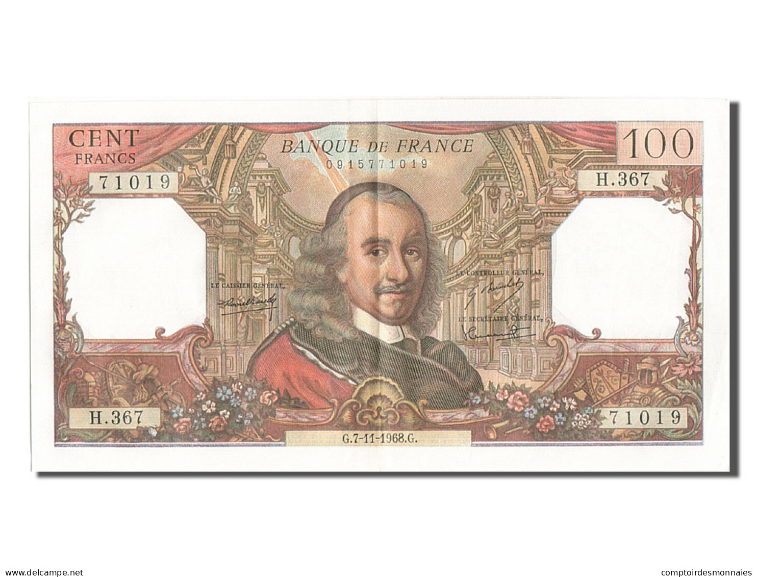 Billet, France, 100 Francs, 100 F 1964-1979 ''Corneille'', 1968, 1968-11-07 - 100 F 1964-1979 ''Corneille''