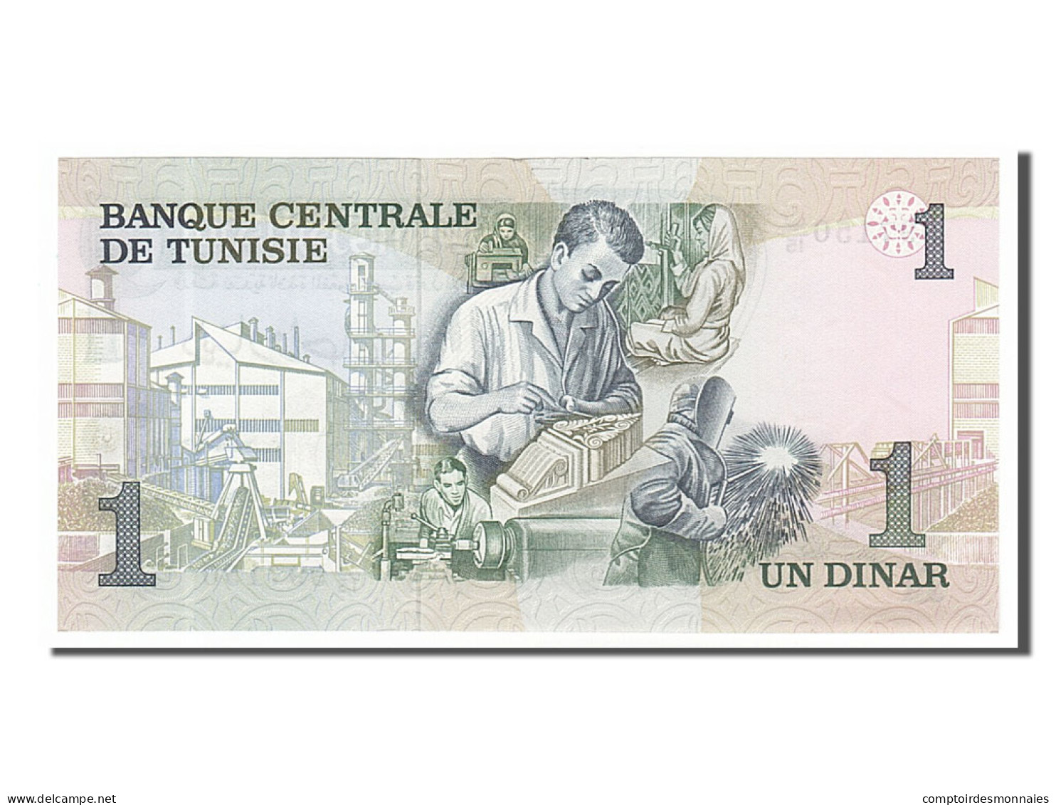 Billet, Tunisie, 1 Dinar, 1973, 1973-10-15, NEUF - Tunisia