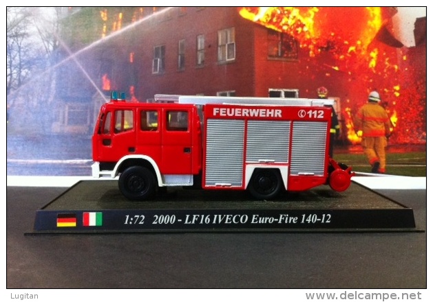 COLLEZIONE CARRI DEI POMPIERI - VIGILI DEL FUOCO DEL PRADO - GERMANIA - ITALIA  2000 EURO FIRE LF16 IVECO 140 - 12  1:72 - Escala 1:72