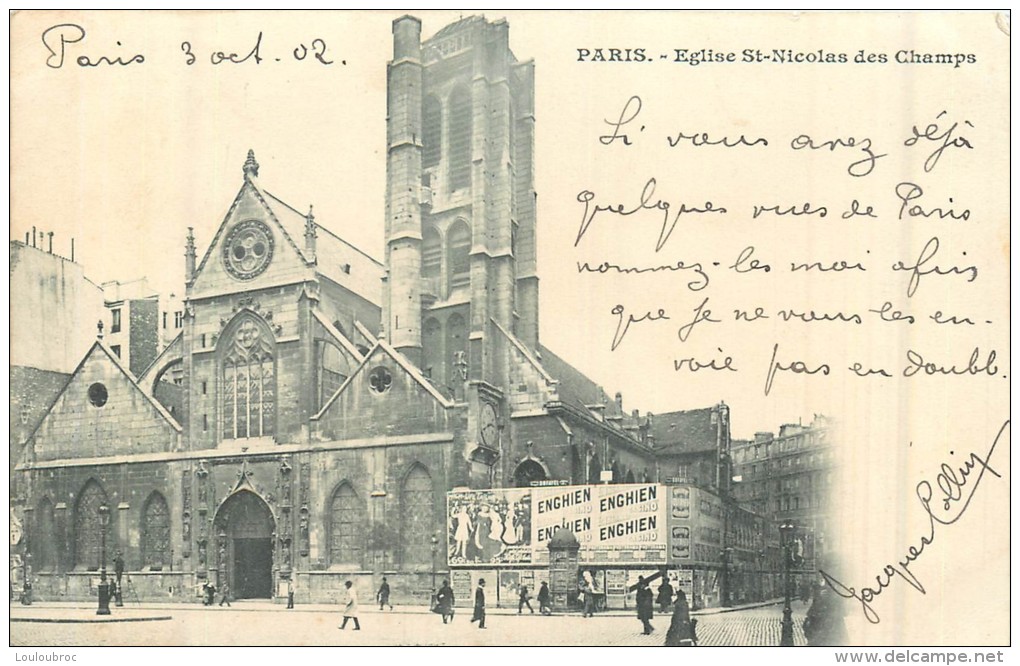 PARIS EGLISE SAINT NICOLAS DES CHAMPS  VOYAGEE EN 1902 - Distrito: 03