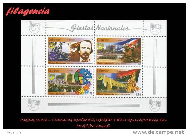 AMERICA. CUBA MINT. 2008 EMISIÓN AMÉRICA UPAEP. FIESTAS NACIONALES. HOJA BLOQUE - Ungebraucht