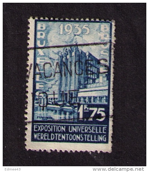 Timbre Oblitéré Belgique, Exposition Universelle, Bruxelles, 1,75 F, 1934 - Andere & Zonder Classificatie