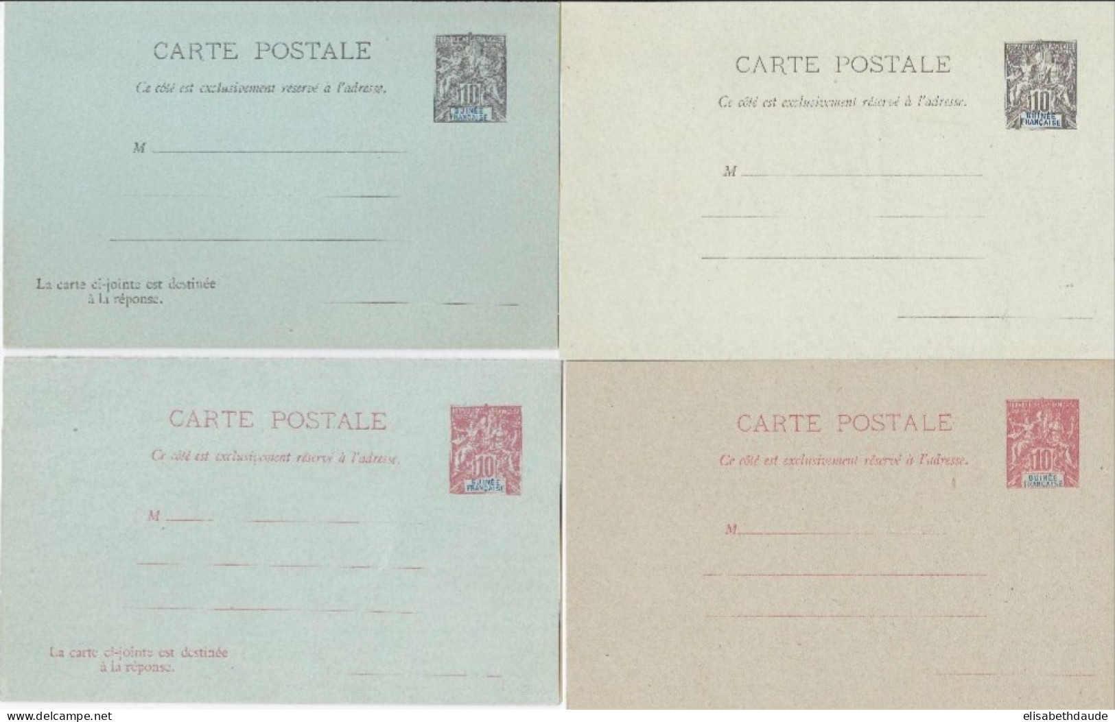 GUINEE - 1892/1901 - ENTIERS POSTAUX - CP ACEP N°1/2 + 5/6 (RARES) - TYPE GROUPE - Cartas & Documentos