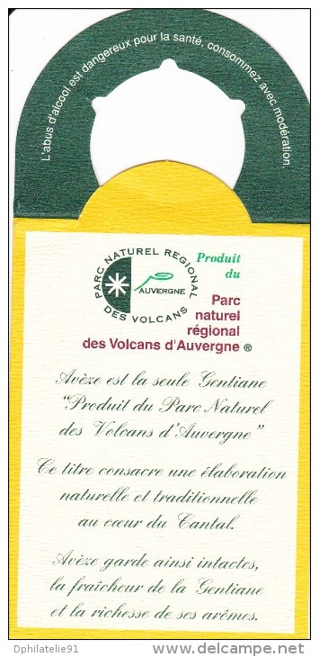 Etiquette AVEZE Gentiane "Produit Du Parc Naturel Des Volcans D'Auvergne" - Other & Unclassified