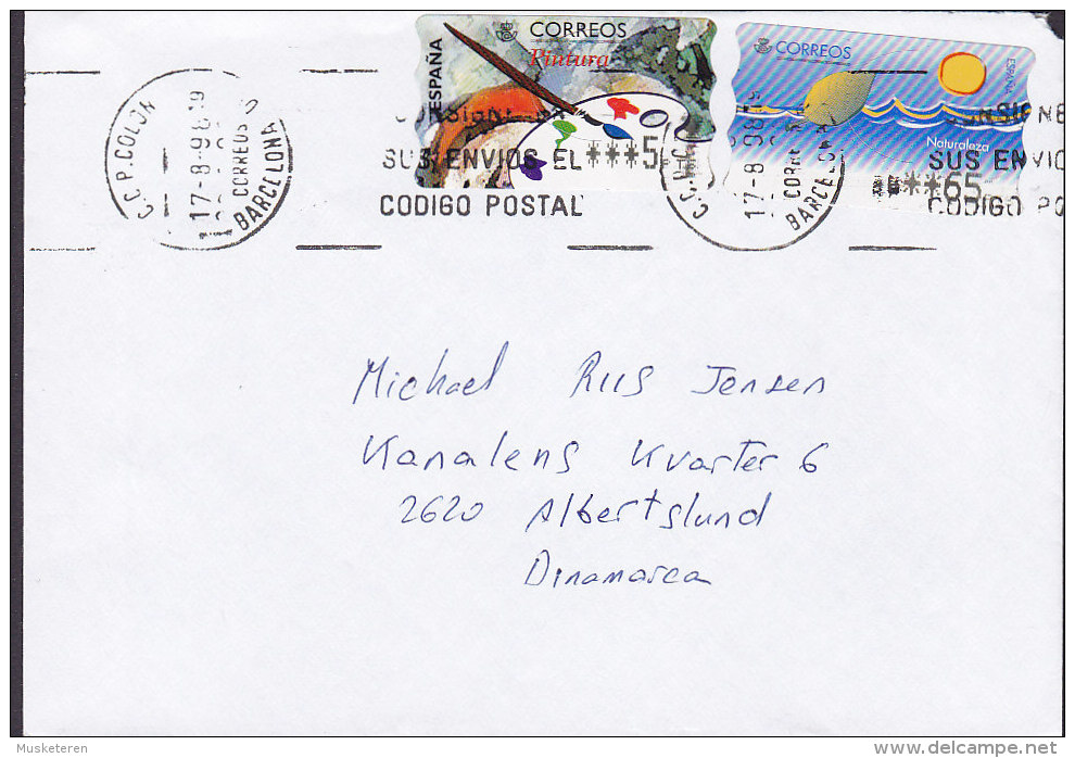 Spain C.C.P. Colon Barcelona 1998 Cover Letra ALBERTSLUND Denmark ATM / Frama Labels - Postage Free