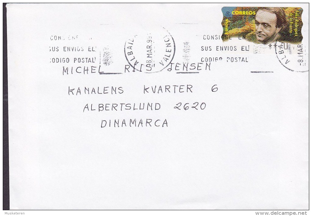 Spain ALBAIDA Valencia 1999 Cover Letra ALBERTSLUND Denmark ATM / Frama Label Felix Rodriguez - Franchise Postale