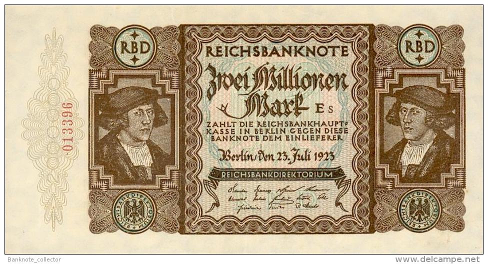 Deutschland, Germany - 2 Mio. Mark, Reichsbanknote, Ro. 89 A ,  ( Serie E/S ) XF+ ( II+ ), 1923 ! - 2 Millionen Mark