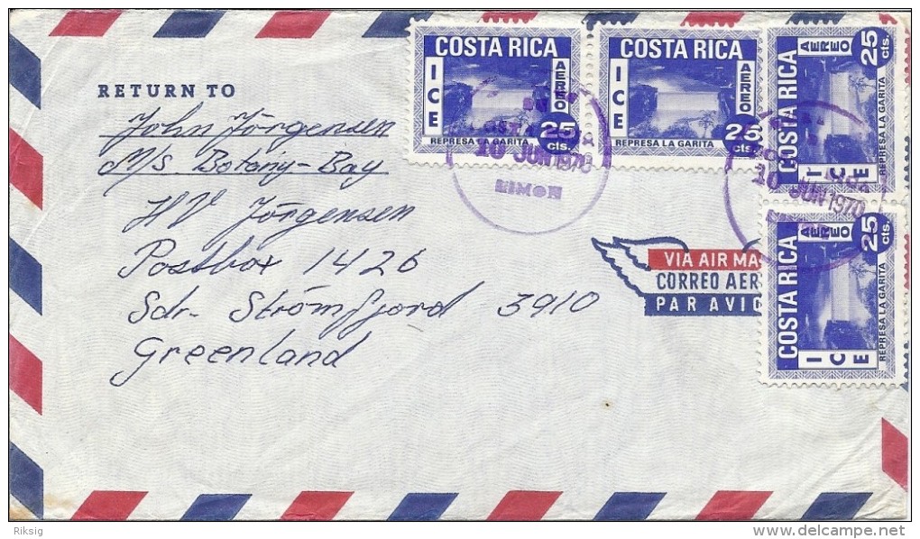 Cover Sent From Costa Rica To Greenland 1970.  # 282 # - Costa Rica