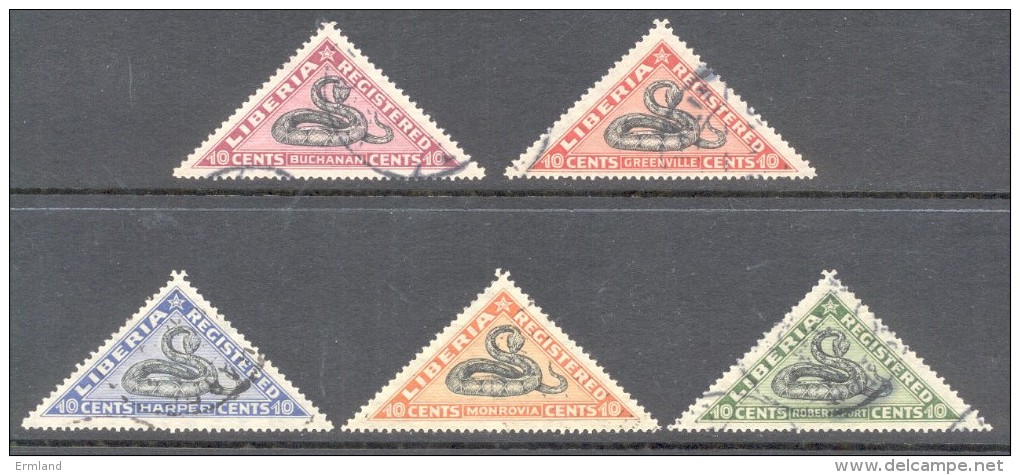 Liberia 1921 - Michel Nr. 203 - 207 O - Liberia