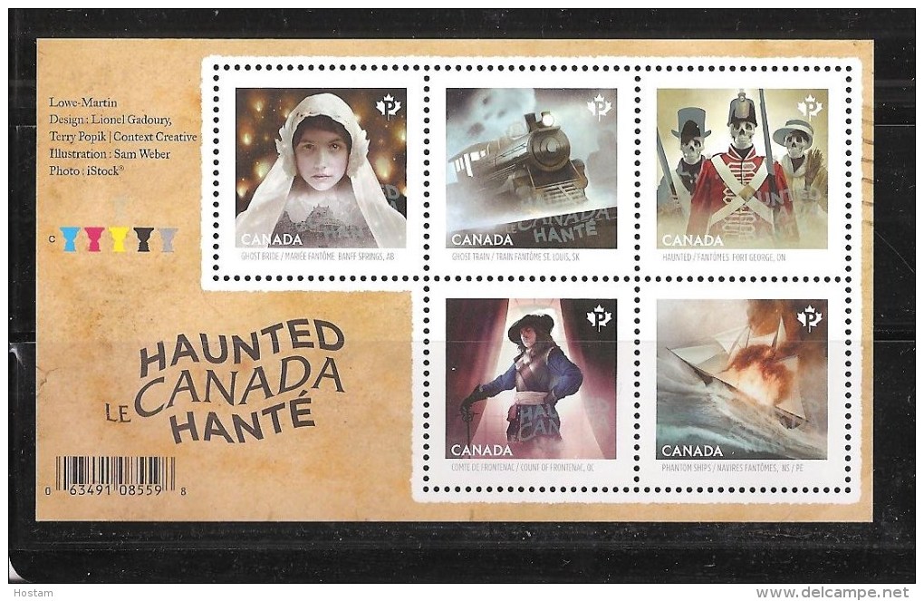 CANADA. 2014,   2748   HAUNTED  CANADA ,  5 STAMPS - Blocs-feuillets