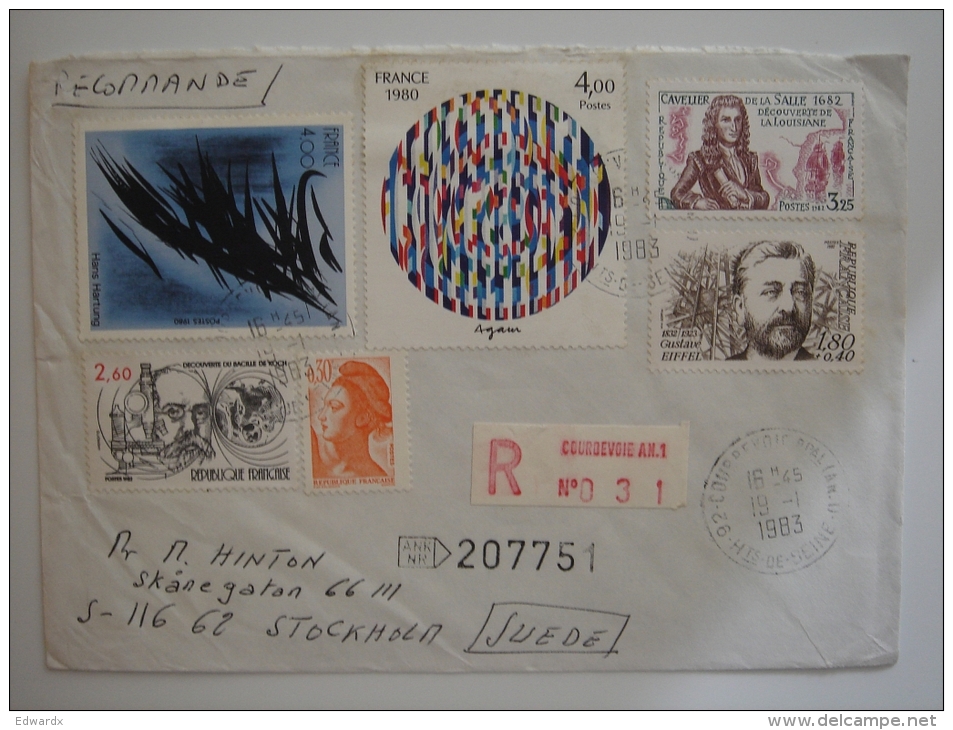 France 1983 REGISTERED Commercial Cover To Sweden Nice Stamps - Covers & Documents