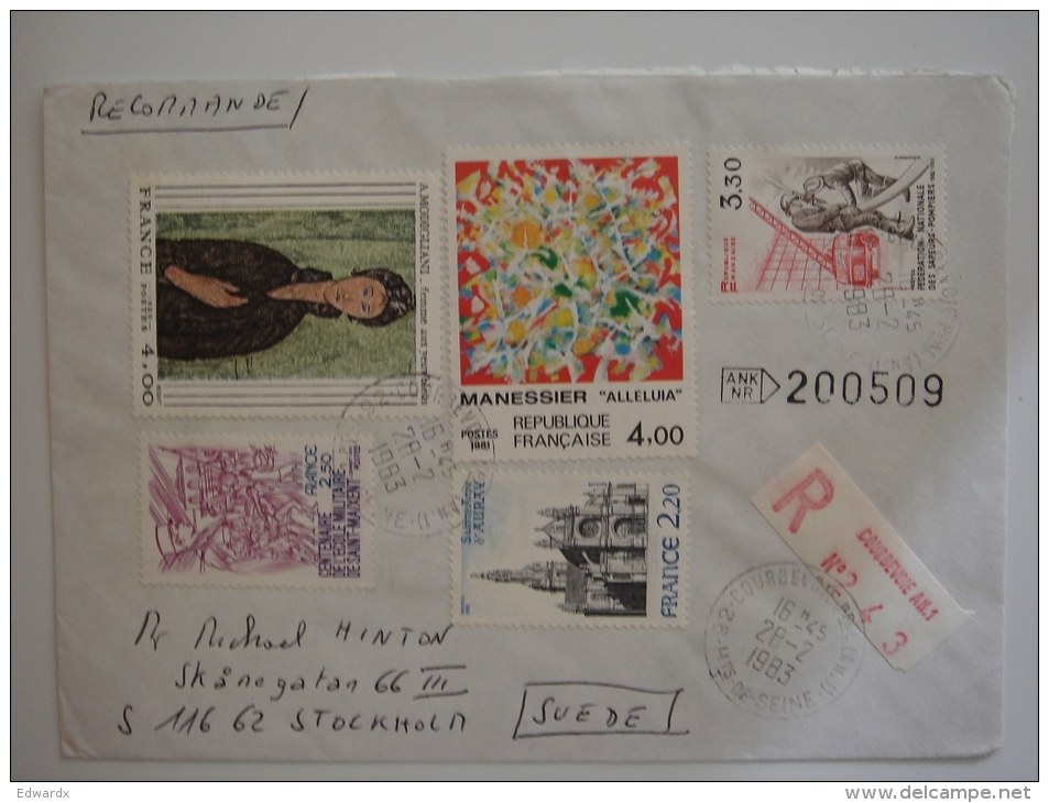 France 1983 REGISTERED Commercial Cover To Sweden Nice Stamps - Covers & Documents