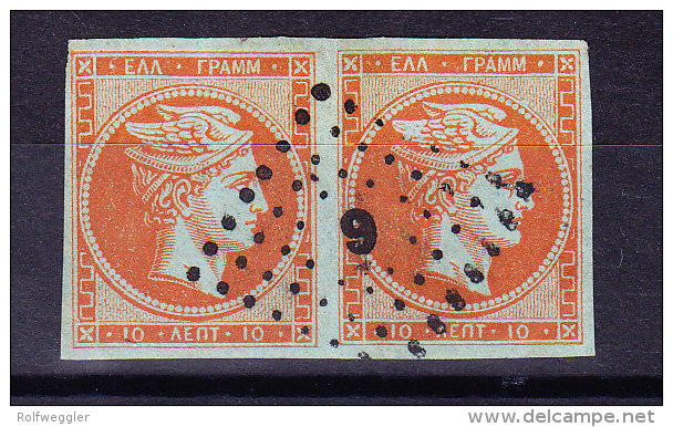 Griechenland - 10 Lepta Orange Auf Bläulich In Paar - - Used Stamps