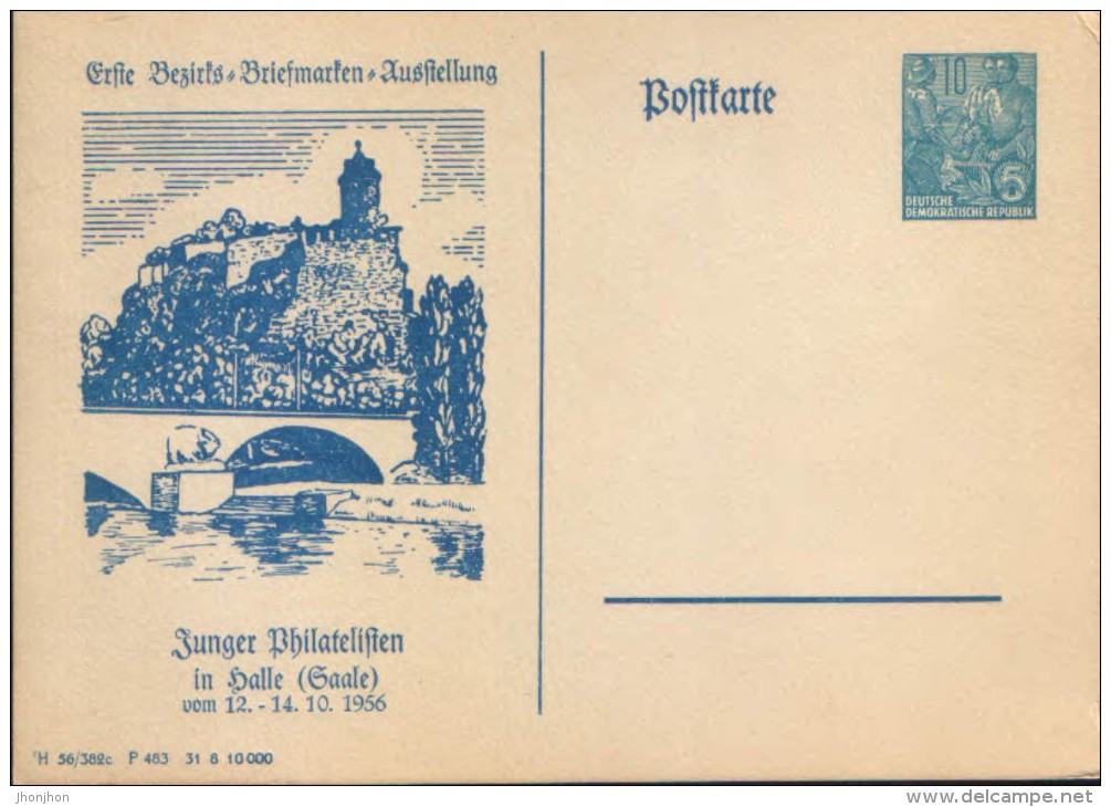 Germany/DDR -  Stationery Private Postcard Unused 1956 - PP,10 Pf,blau,Druckvermerk H 56/382c, P483, 8, 10000 - Postales Privados - Nuevos