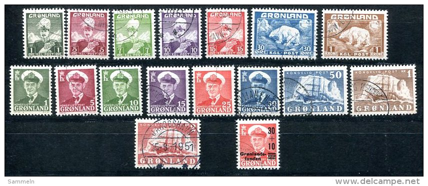 3218 - GRÖNLAND - Mi.Nr. 1-7, 28-36 Und 43, Je Gestempelt - GREENLAND, Used Stamps - Sonstige & Ohne Zuordnung