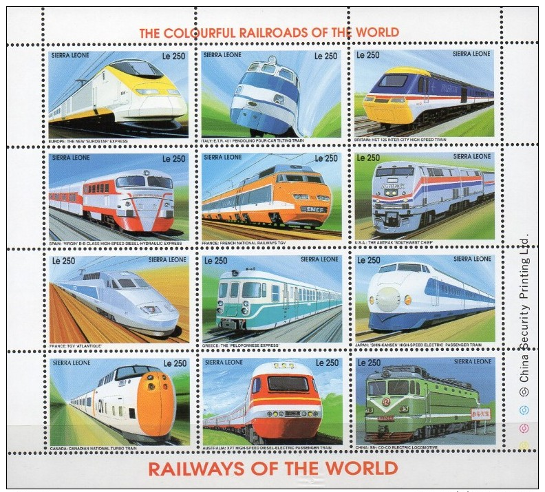 Sierra Leone  Kleinbogen Lokomotiven  **/MNH - Treni