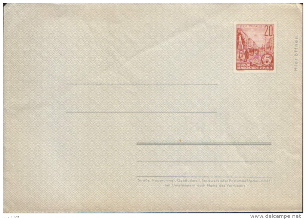 Germany/DDR - Postal Stationery Cover(Faltbrief),unused 1957- F1,20 Pf,rot,papier Dünn,durchsichtig - Covers - Mint