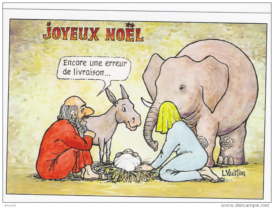 CPM - Illustrateur - Louis VUITTON -  JOYEUX NOEL - ( Eléphant + Ane) - Autres & Non Classés