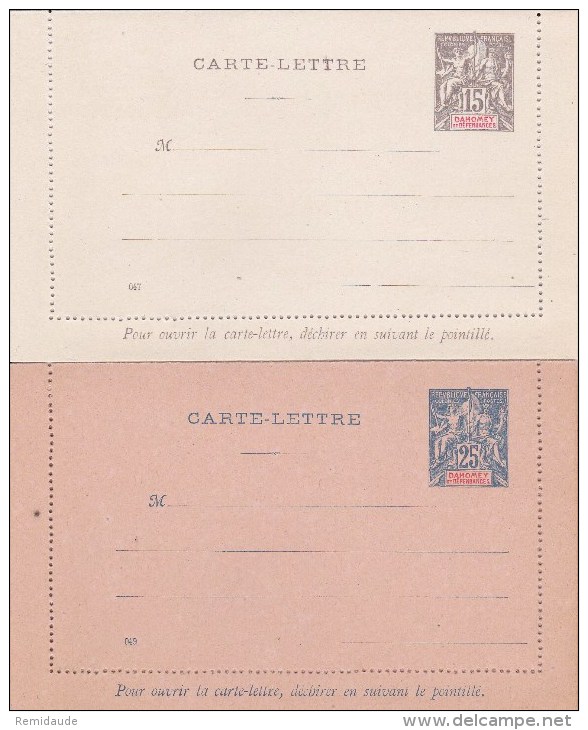 DAHOMEY - ENTIERS POSTAUX - 1900 - CARTES-LETTRE TYPE GROUPE AVEC DATES -  ACEP N°1/2 - Covers & Documents