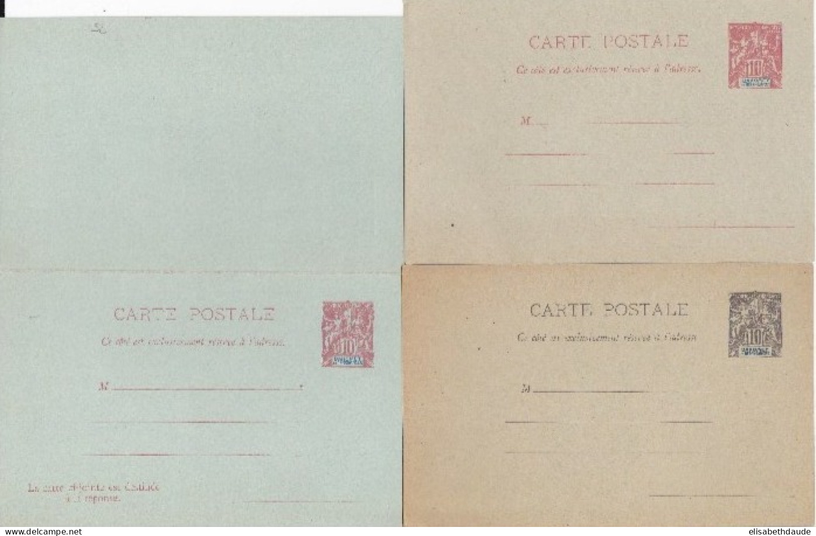 DAHOMEY - ENTIERS POSTAUX - 1899/1901 - CARTES POSTALES TYPE GROUPE SANS DATE -  ACEP N°1 + 4/5 - Brieven En Documenten