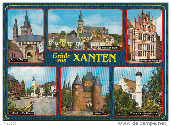 CPA ZANTEN- CHURCH, SQUARE, GOTHIC HOUSE, KLEVER DOOR, MONASTERY - Xanten