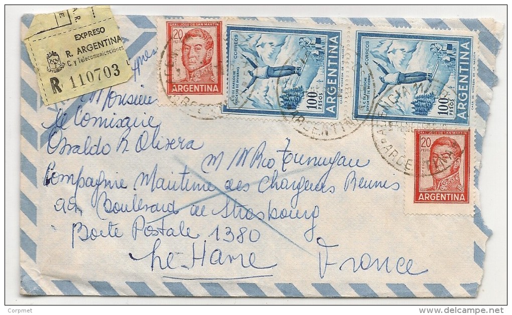 ARGENTINA 1968 SOBRE EXPRESO Dirigido Al Vapor RIO TUNUYAN En Navegacion Al Puerto LE HAVRE, FRANCIA - Recepcion - Cartas & Documentos