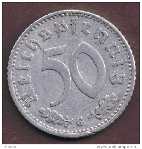 DEUTSCHES REICH 50 REICHSPFENNIG 1942 G KM# 96 Swastika - 50 Reichspfennig