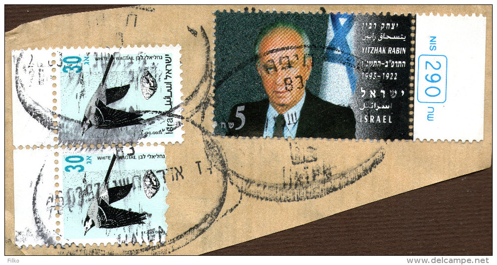 Israel,1992 + 1995(Yitzhak Rabin),Mi#1349+1250,Y&T#1 294 + 1195,used On Piece,cancell:HAIFA,16.03 .1997,see Scan - Used Stamps (without Tabs)
