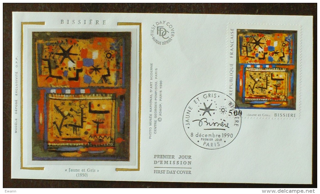 FDC 1990 - YT N°2672 - Roger BISSIERE - PARIS - 1990-1999