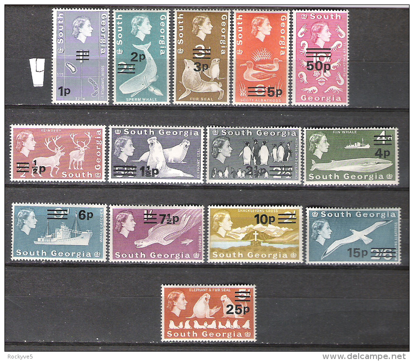 South Georgia 1971-73 Definitive Decimal Overprints MNH CV £128 - Georgias Del Sur (Islas)