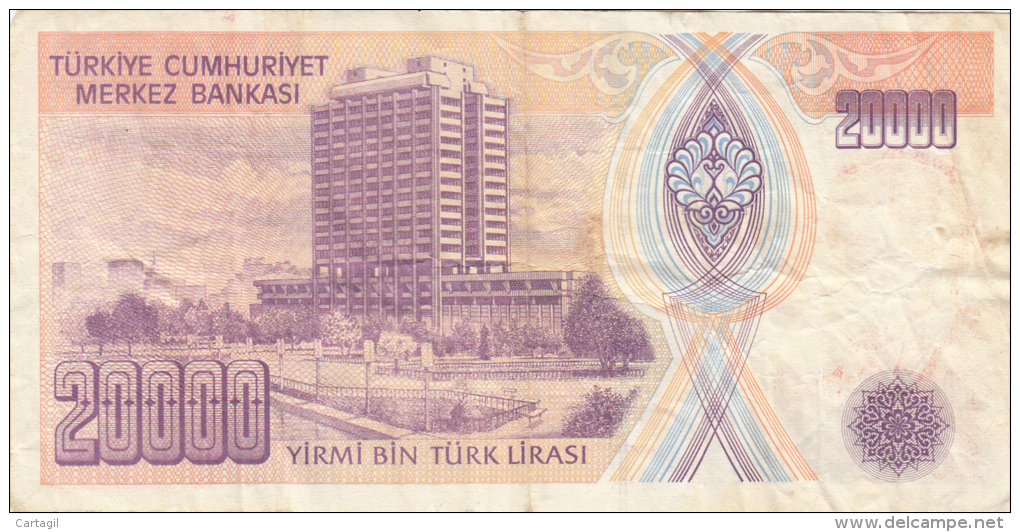 Billets -  B1242 -  Turquie  - 20 000 Turk Lirasi  ( Type, Nature, Valeur, état... Voir 2 Scans) - Turkey