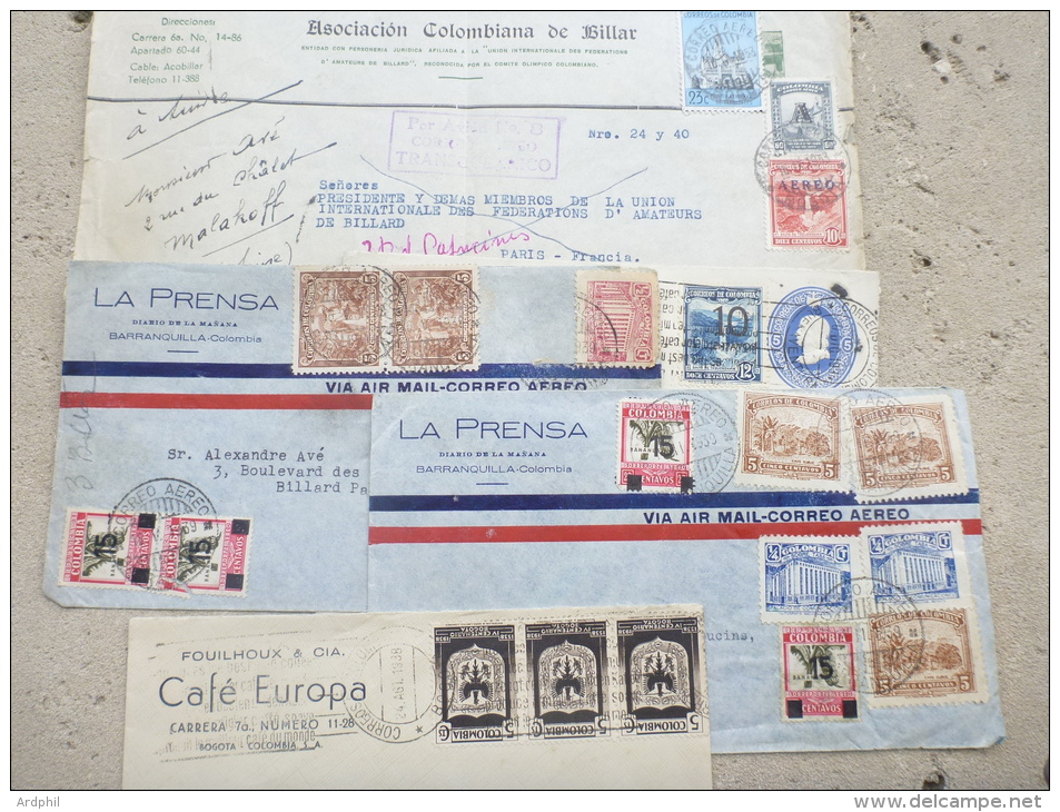 S6-Colombie, 5 Lettres , Par Avion Vers 1938 - Colombia