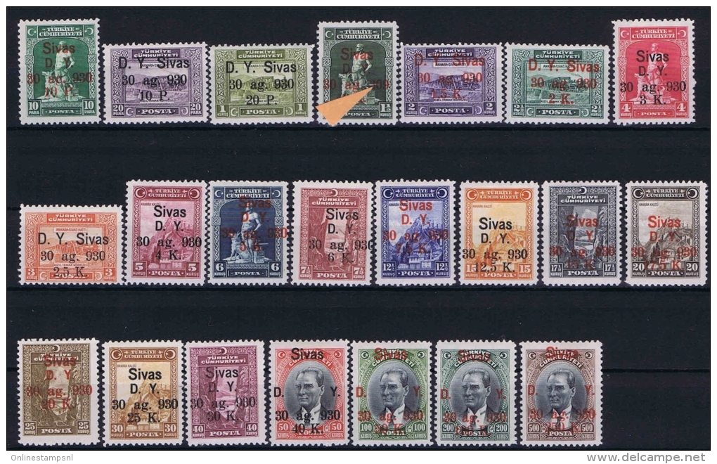 Turquie /Turkey: 1930 Isf. 1233 - 1254 ,Mi Nr 913 - 934 , MH/* , 1,5 K Plate Error 309 Instead Of 930 - Nuovi