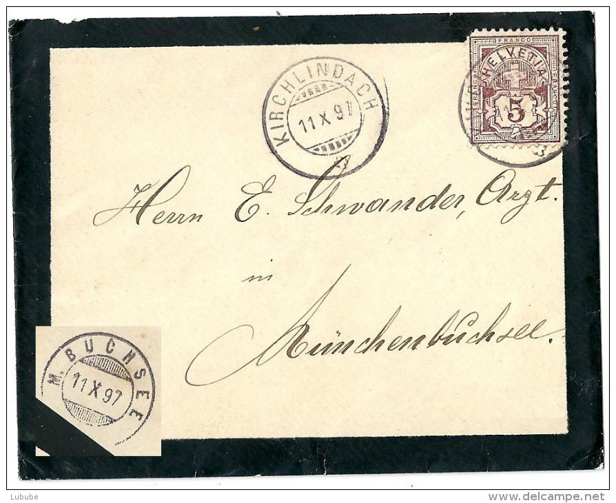 Trauerbrief  Kirchlindach - Münchenbuchsee         1897 - Storia Postale