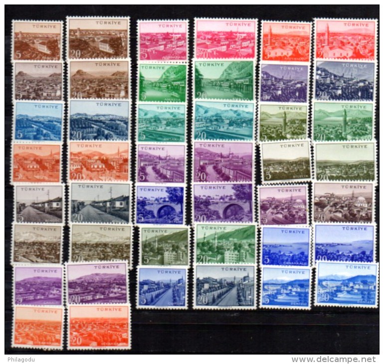 Villes Chefs-lieux De Départements,Tourisme  Yv. 1343 / 1386**, Cote 10,20 €, - Unused Stamps