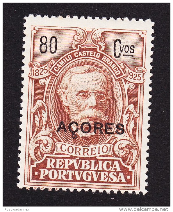 Azores, Scott #251, Mint Hinged, Castello-Branco Issue Overprinted, Issued 1925 - Açores